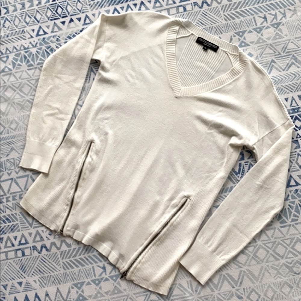 Central Park West White Mesa Sweater